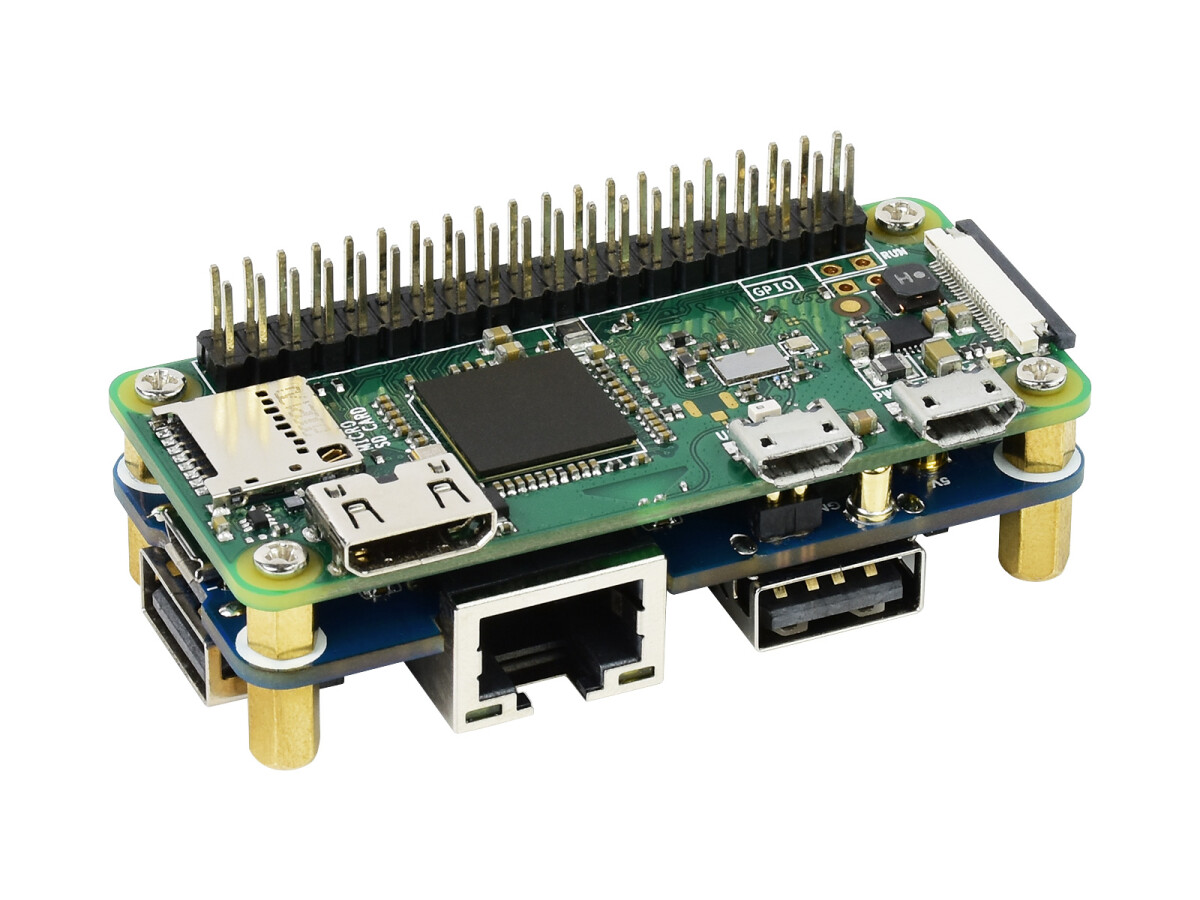 WaveShare Ethernet / USB HUB HAT (B) til Raspberry Pi-serien, 1x RJ45, 3x USB 2.0