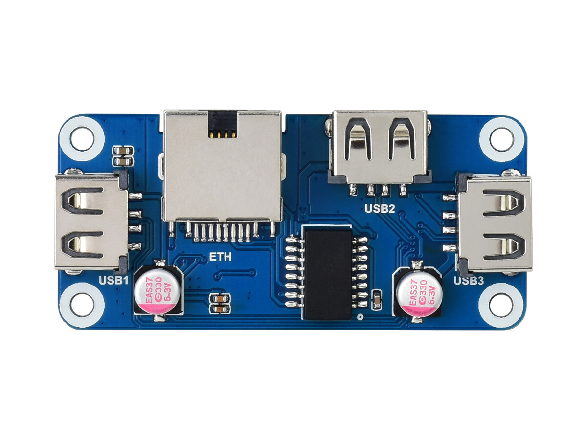 WaveShare Ethernet / USB HUB HAT (B) til Raspberry Pi-serien, 1x RJ45, 3x USB 2.0