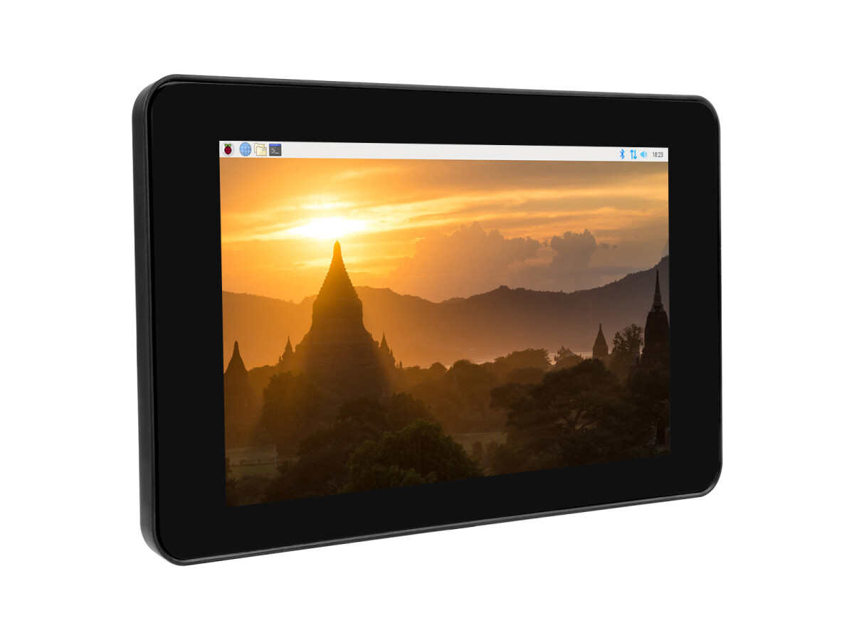WaveShare 7-tommers kapacitivt touch IPS-display til Raspberry Pi med kabinet 1024x600