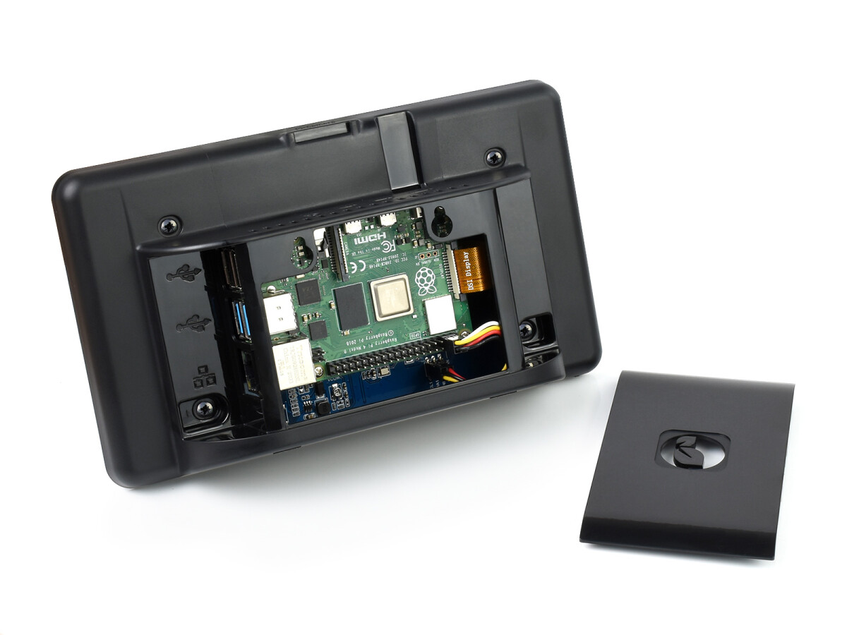 WaveShare 7-tommers kapacitivt touch IPS-display til Raspberry Pi med kabinet 1024x600