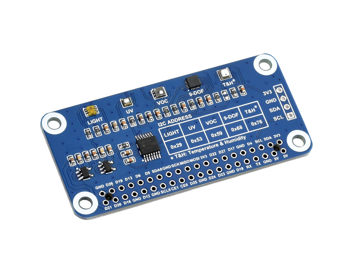 WaveShare Miljøsensor HAT til Raspberry Pi, I2C-bus