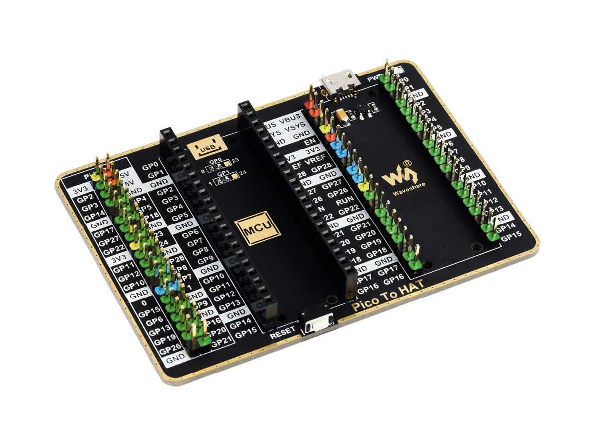 WaveShare GPIO Expander til Raspberry Pi Pico, 1x Raspberry Pi Standard 40PIN, 1x Pico 2x20PIN