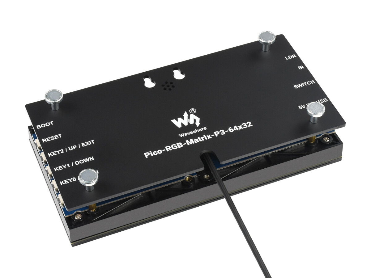 WaveShare RGB Fuld farve multi-funktion digitalt ur til Raspberry Pi Pico, 64x32 grid, præcis RTC
