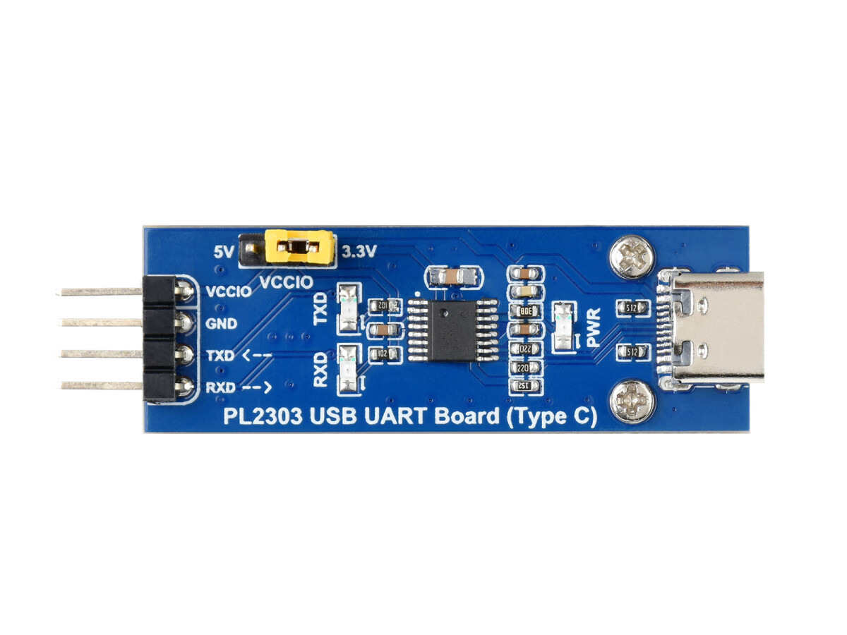 WaveShare PL2303 USB UART Bord (Type C), USB til UART (TTL) Kommunikationsmodul, USB-C stik