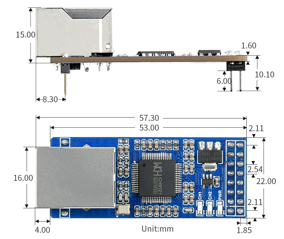 WaveShare 2-Kanal UART To Ethernet Konverter, Seriell Port Transparent Übertragung Modul