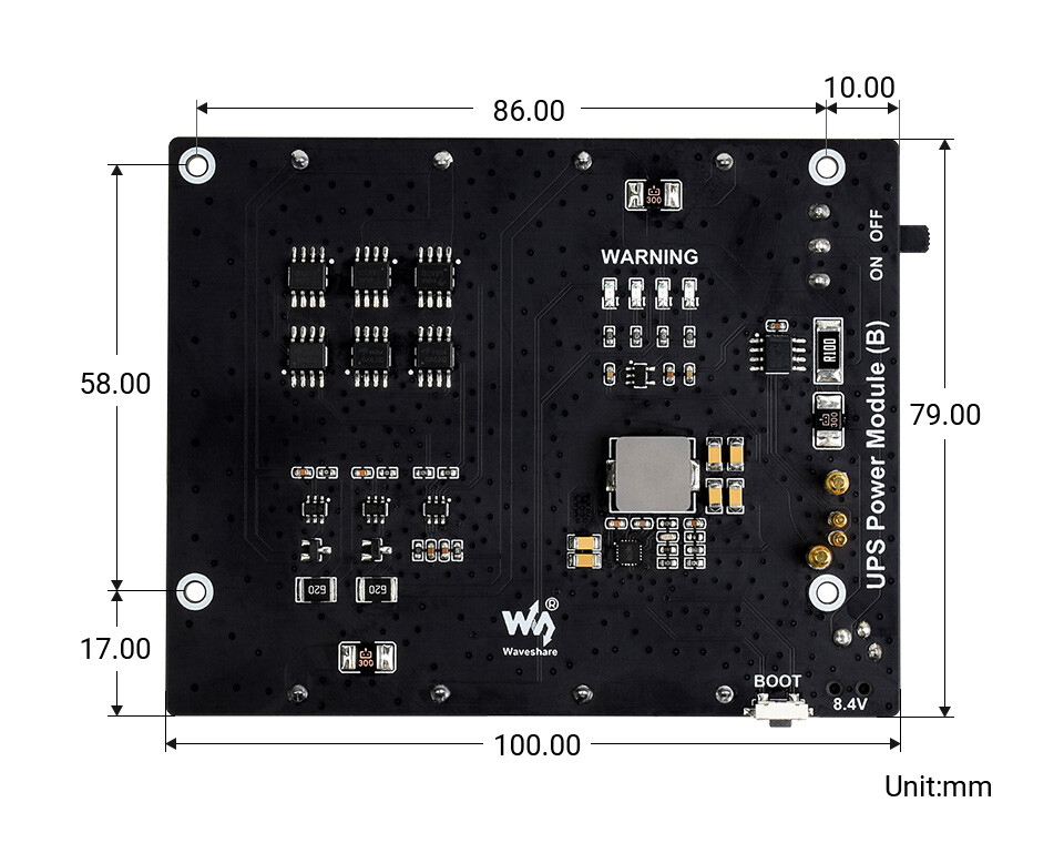 WaveShare Uden afbrydelse strømforsyning UPS-modul (B) til Jetson Nano, 5V udgang, op til 5A strøm, Pogo Pin-stik