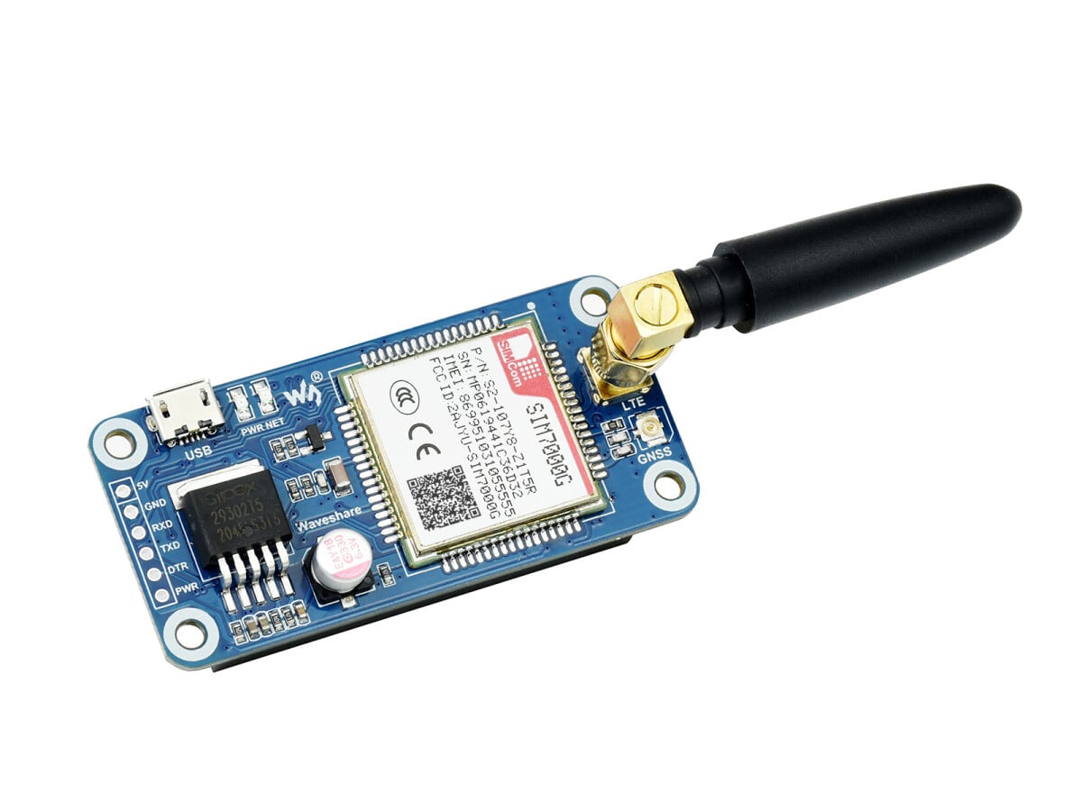 WaveShare SIM7000G NB-IoT Cat-M EDGE GPRS HAT til Raspberry Pi, GNSS, globalt båndstøtte