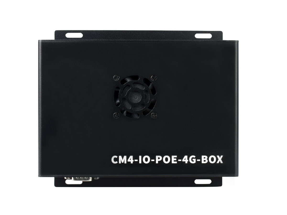 WaveShare Industrielt IoT Mini-computer baseret på Raspberry Pi Compute Module 4 (ikke inkluderet), PoE, 5G/4G, Metal Case, Køleventilator