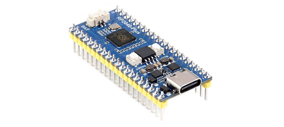 WaveShare RP2040-Plus MCU Board Plus version, præsolderet, baseret på Raspberry Pi Pico