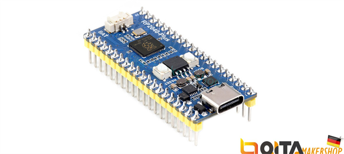 WaveShare RP2040-Plus MCU Board Plus version, præsolderet, baseret på Raspberry Pi Pico