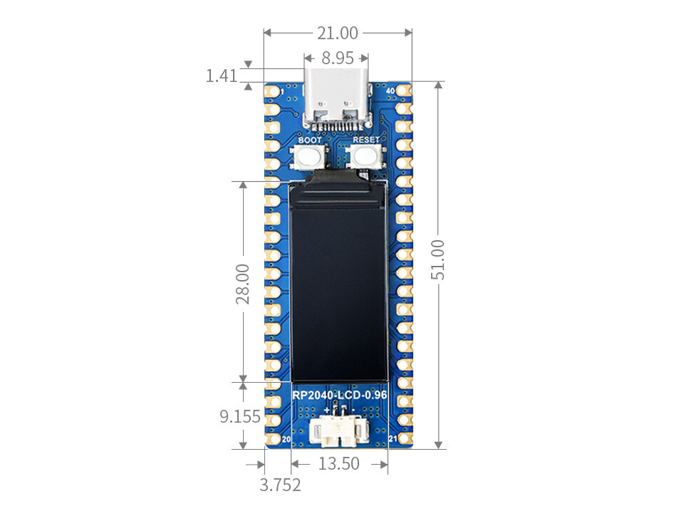 WaveShare RP2040-LCD-0.96-M MCU-kort præsolde med LCD baseret på Raspberry Pi Pico RP2040
