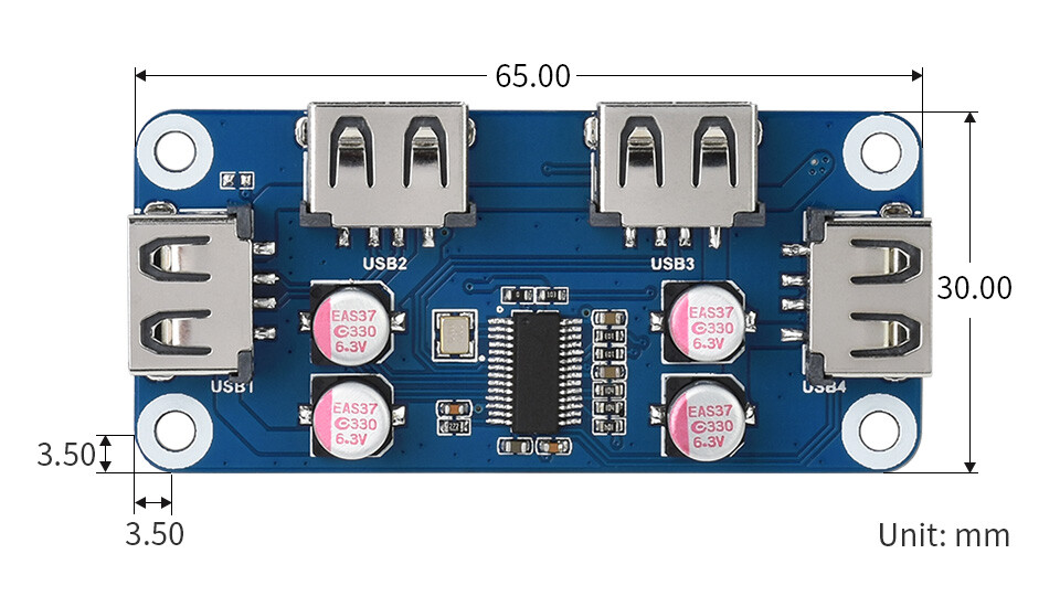WaveShare USB HUB BOX für Raspberry Pi Zero Serie, 4x USB 2.0 Anschlüsse