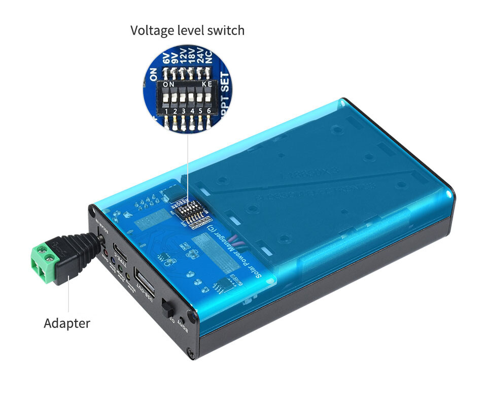 WaveShare Solar Power Manager (C), Understøtter 3x 18650-batterier, Flere beskyttelseskredsløb