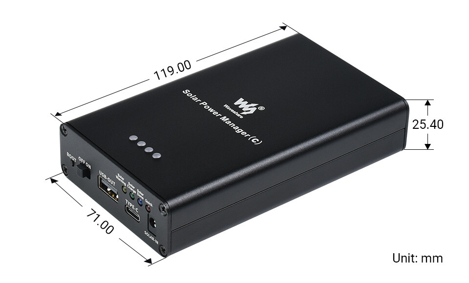 WaveShare Solar Power Manager (C), Understøtter 3x 18650-batterier, Flere beskyttelseskredsløb