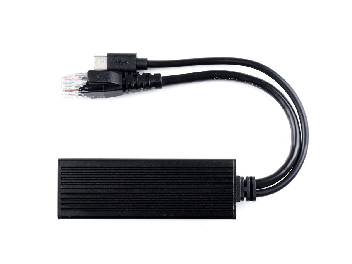 WaveShare Industrielt Gigabit PoE Splitter Metal Case 5V 2.5A Type-C output