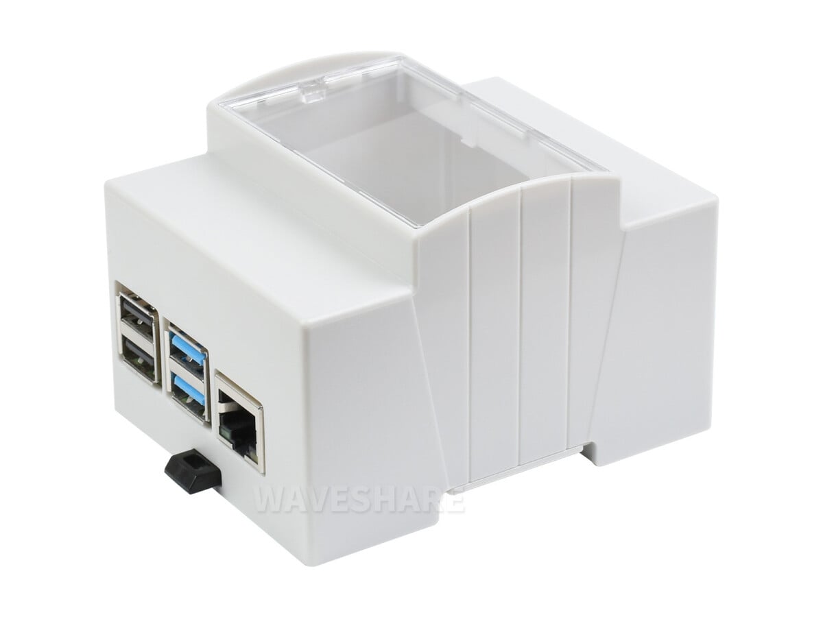 WaveShare ABS-kabinet til DIN-skinne for Raspberry Pi 4, stort indvendigt rum, injektionsmodul