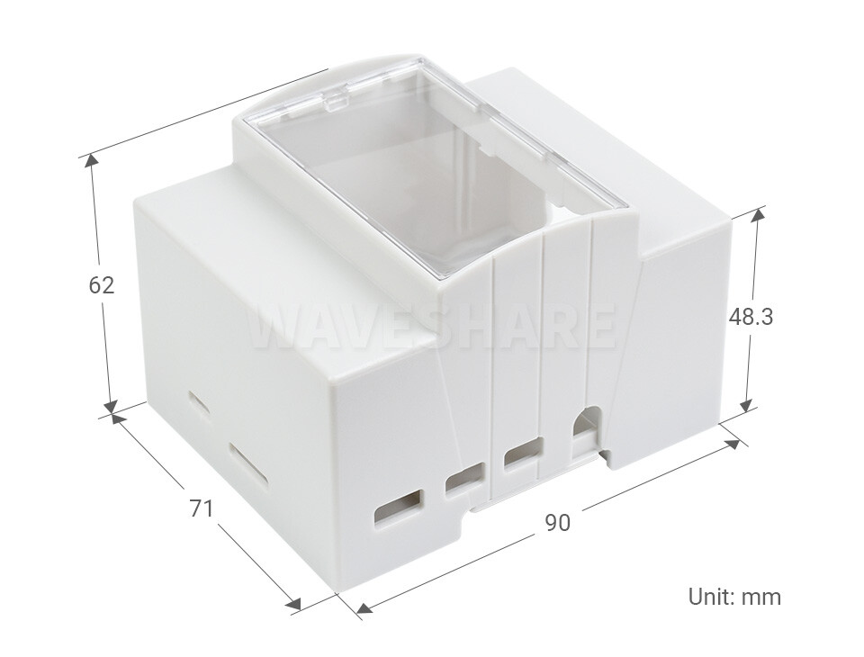 WaveShare ABS-kabinet til DIN-skinne for Raspberry Pi 4, stort indvendigt rum, injektionsmodul