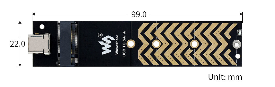 WaveShare USB-C adapter til NGFF SSD USB3.2 Gen2 Type-C op til 6Gbps/s