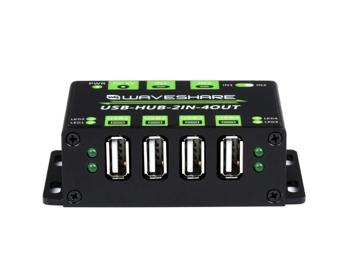 WaveShare Industrielle USB-HUB med 4x USB 2.0-porte, skiftevis dobbelt vært