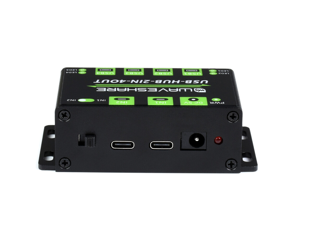 WaveShare Industrielle USB-HUB med 4x USB 2.0-porte, skiftevis dobbelt vært