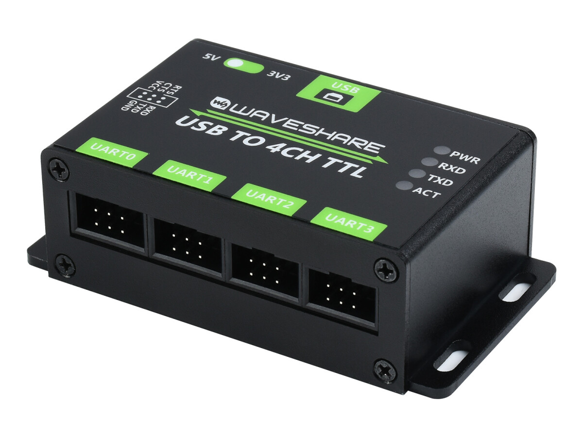 WaveShare Industrielt USB til 4CH TTL Converter USB UART Multi Beskyttelsessystemer Støtte