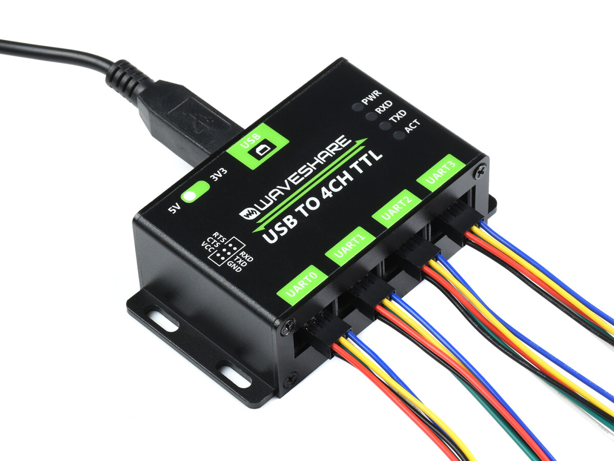 WaveShare Industrielt USB til 4CH TTL Converter USB UART Multi Beskyttelsessystemer Støtte