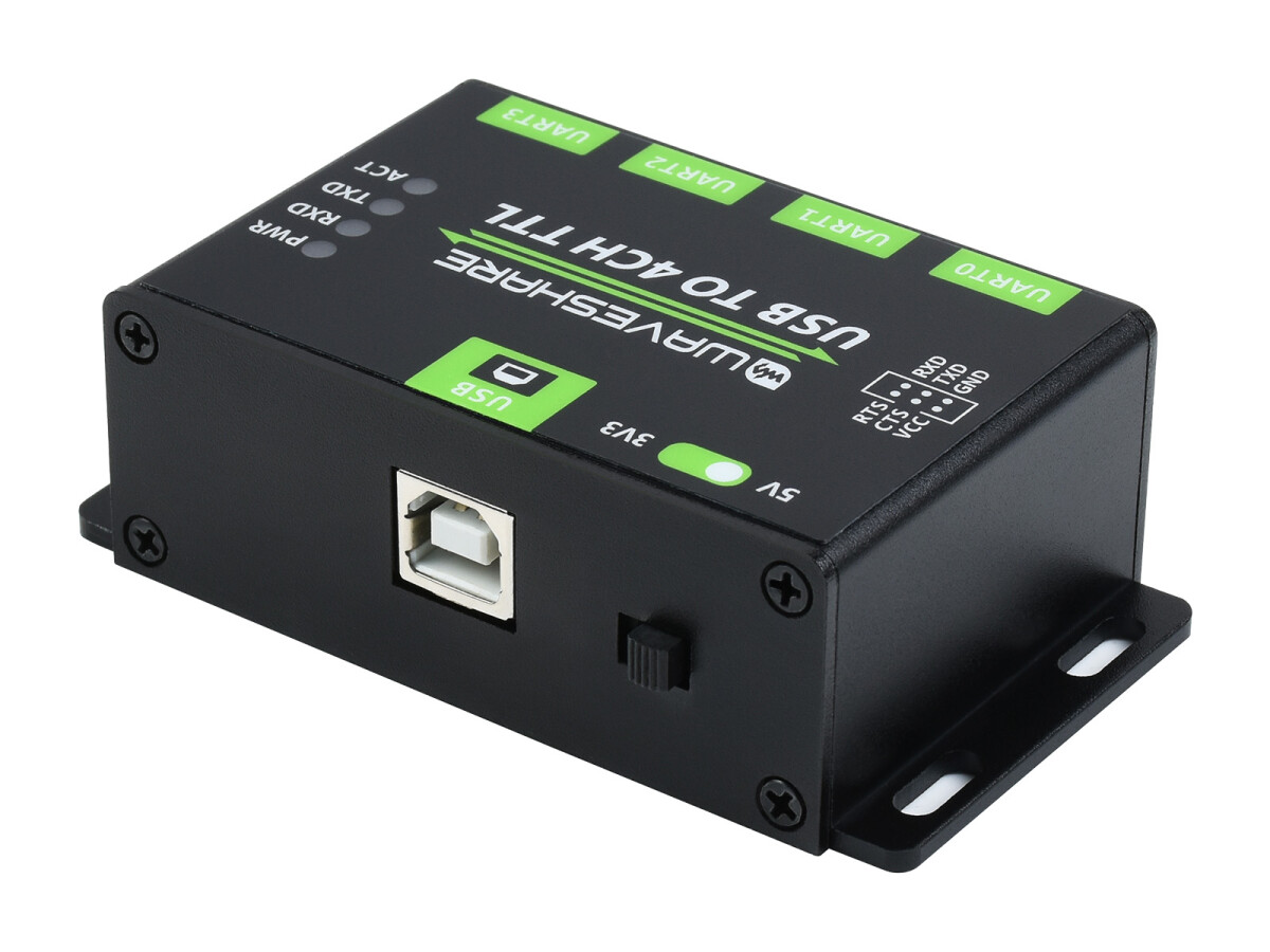 WaveShare Industrielt USB til 4CH TTL Converter USB UART Multi Beskyttelsessystemer Støtte
