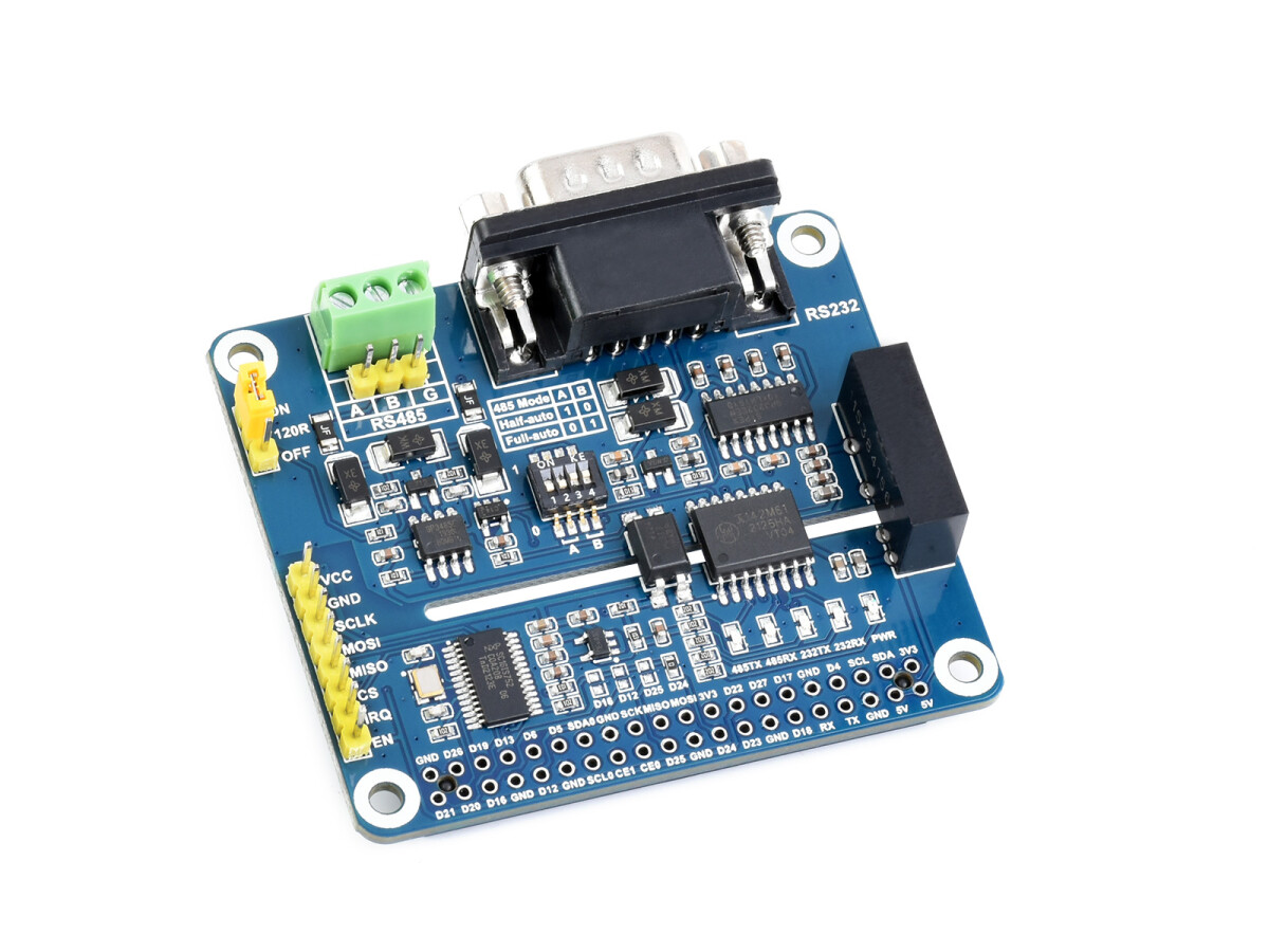 WaveShare Isoleret RS485 RS232 Udvidelses-HAT til Raspberry Pi SPI Kontrol