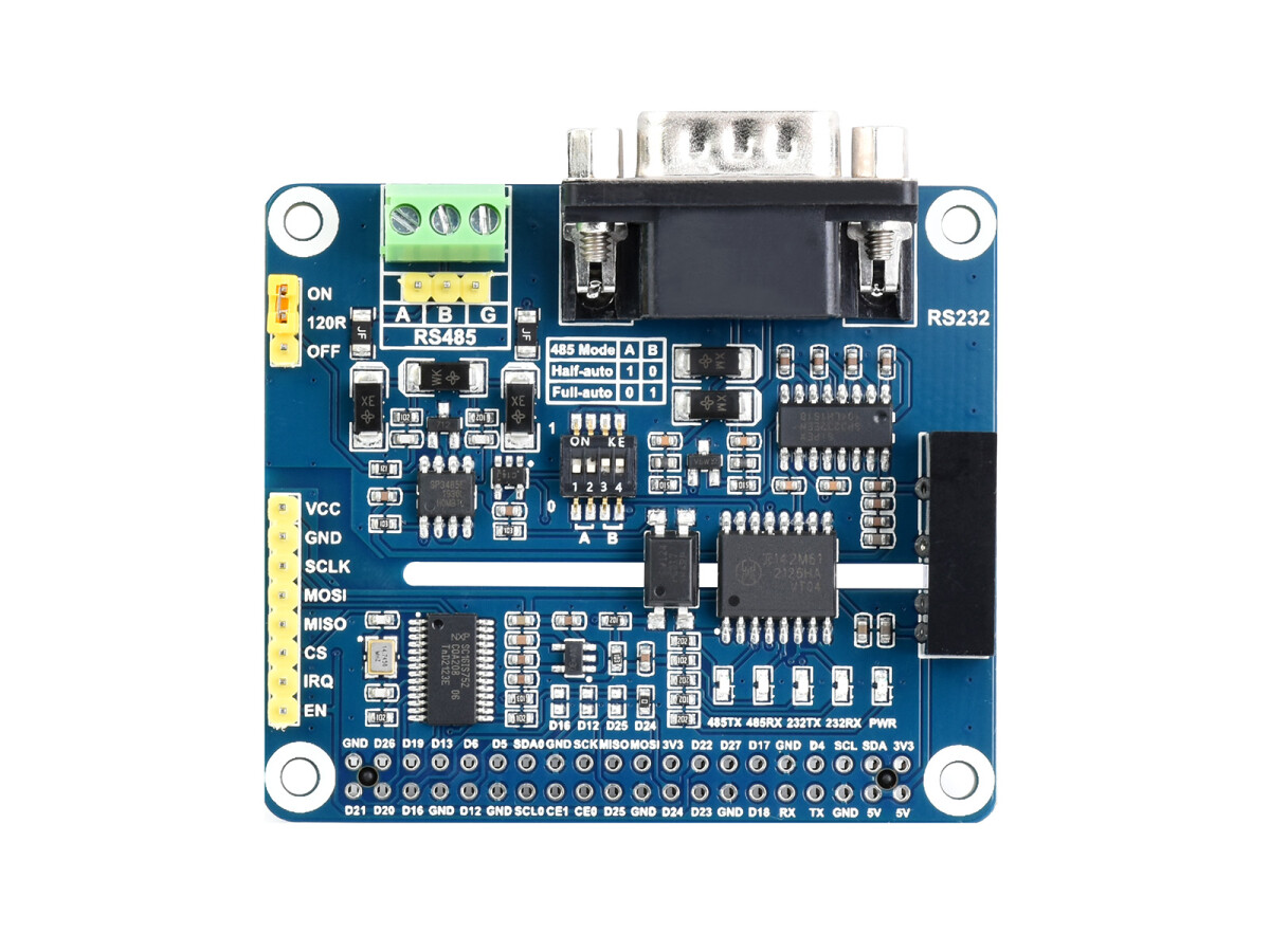 WaveShare Isoleret RS485 RS232 Udvidelses-HAT til Raspberry Pi SPI Kontrol
