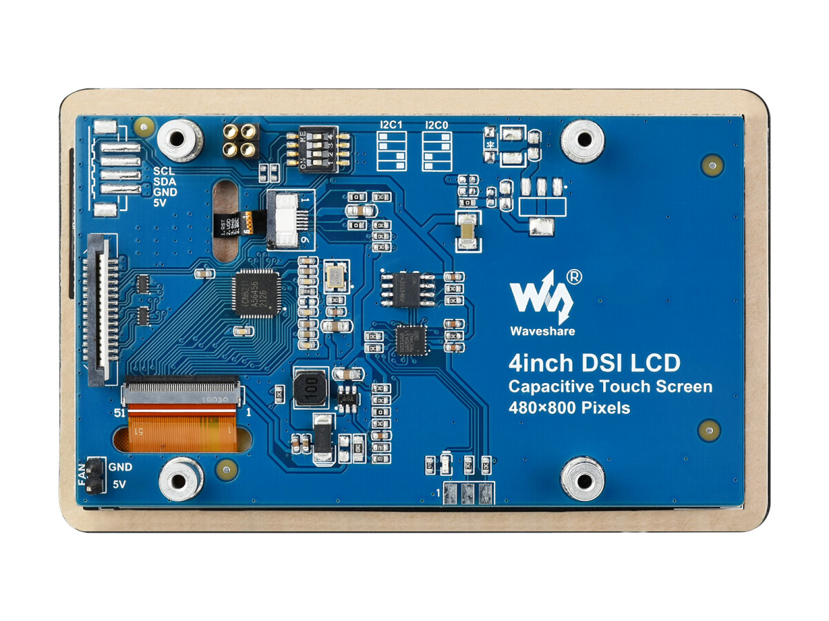 WaveShare 4-tums kapacitiv berøringsskærm til Raspberry Pi 480x800 DSI interface