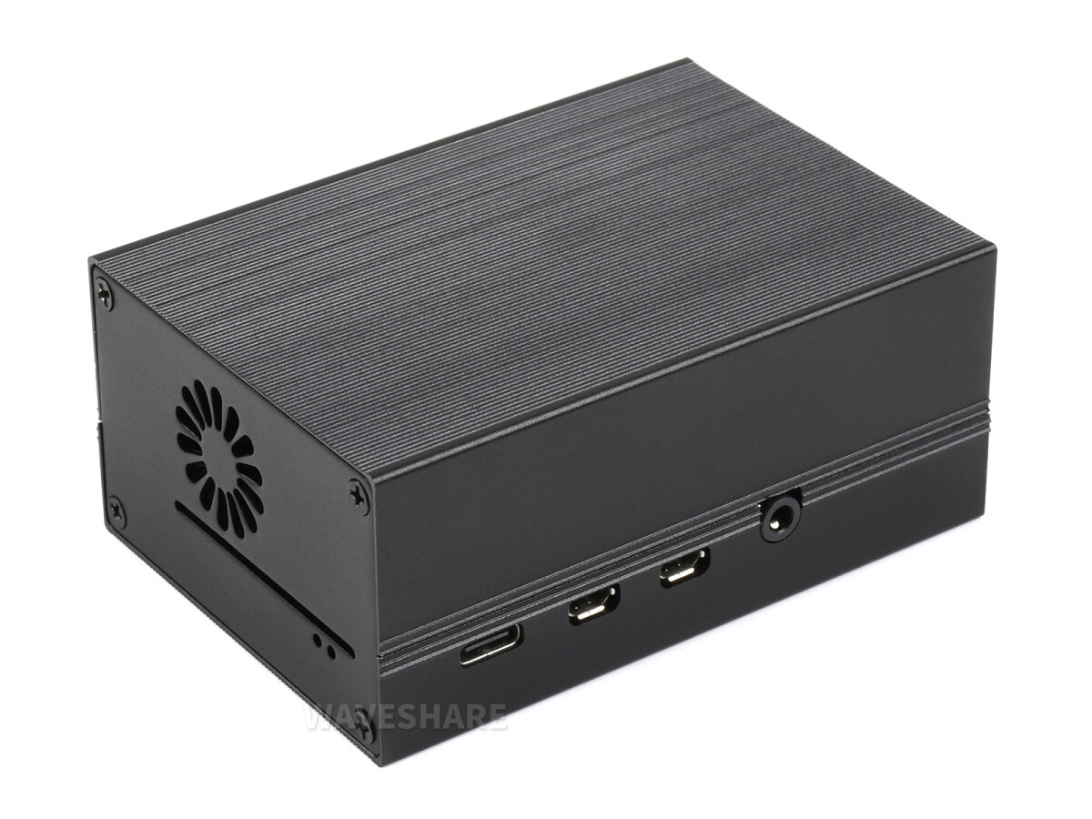 WaveShare Aluminiumkøletaske til Raspberry Pi 4 med indbygget aktiv køler med finner