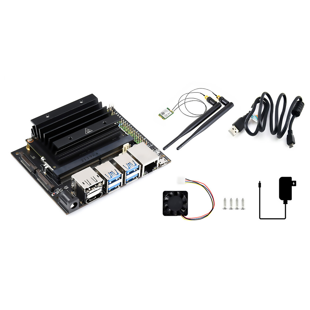 WaveShare Jetson Nano Dev Kit A Carrier Board med Jetson Nano og tilbehør