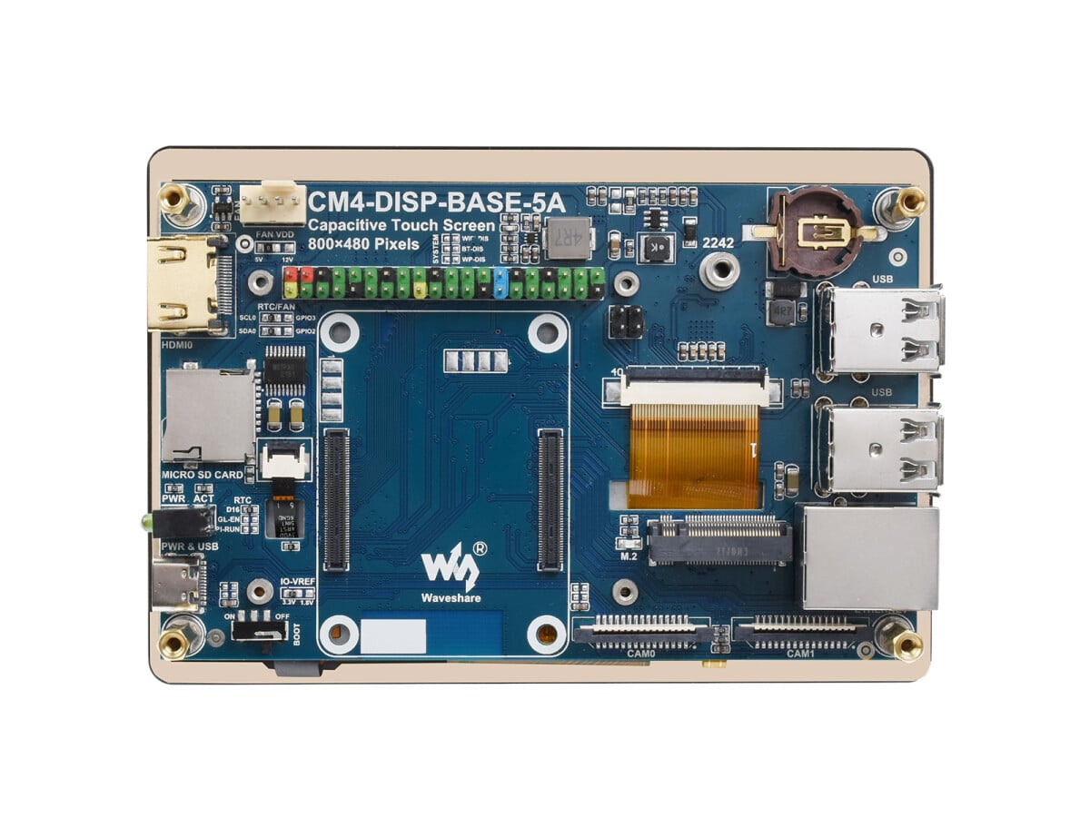 WaveShare 5-tommers touchskærm udvidelse til Raspberry Pi CM4 PoE Header Gigabit Ethernet 4K output