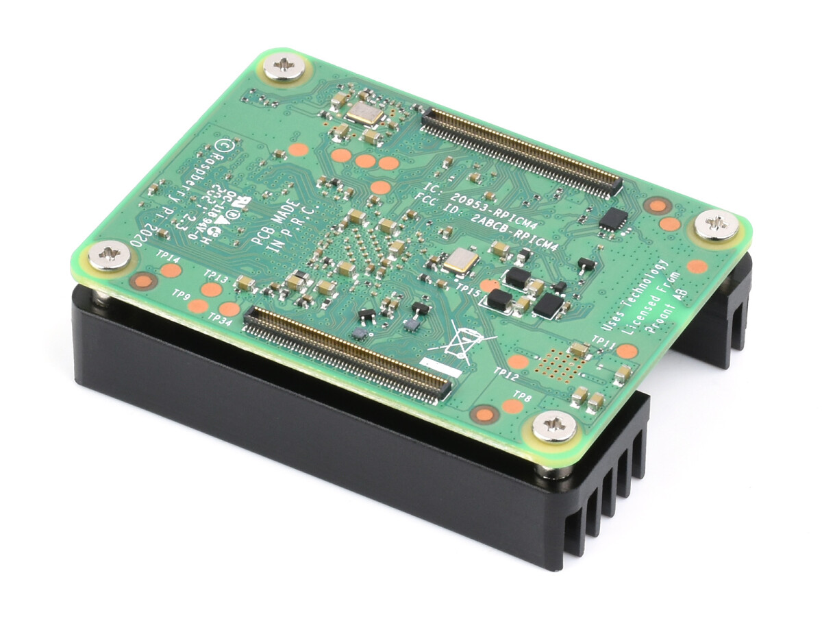 WaveShare Dedikeret Aluminiumskjold til Raspberry Pi Compute Module 4 CM4 med antenneudskæring