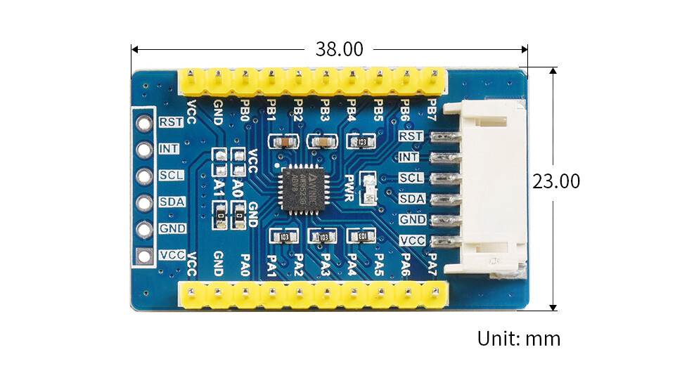 WaveShare AW9523B IO-udvidelsesplade med I2C-interface til Raspberry Pi, Arduino