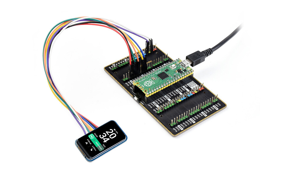 WaveShare 1,47 Zoll LCD-displaymodul med SPI-interface, afrundede hjørner