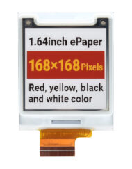 WaveShare 1,64 Zoll Quadratisk E-Paper (G) rådisplay 168x168 rød/gul/sort/hvid
