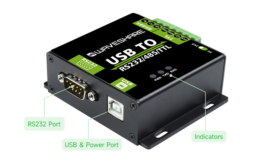 WaveShare CH343G USB TIL RS232/485/TTL Interface Konverter Industrielt Isolering