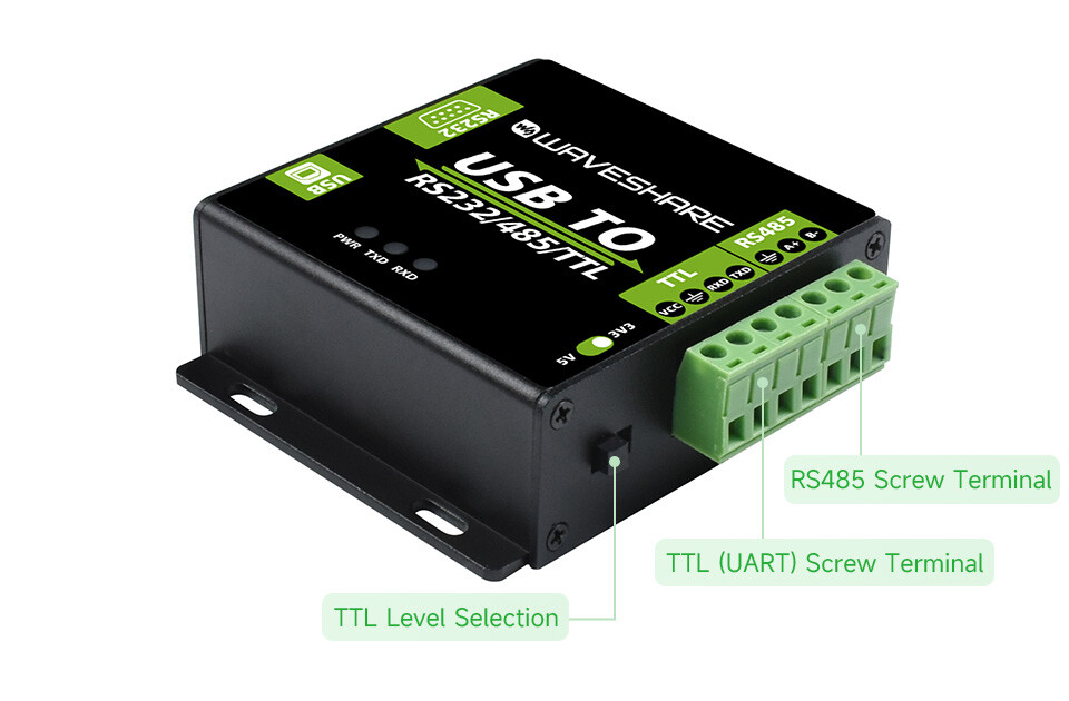 WaveShare CH343G USB TIL RS232/485/TTL Interface Konverter Industrielt Isolering