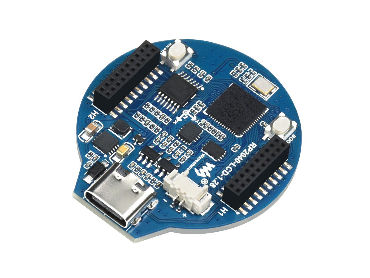 WaveShare RP2040 MCU-kort, 1,28 Zoll rundt LCD med accelerometer og gyroskop-sensor