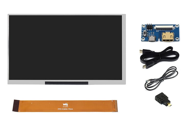 WaveShare 7-tommer QLED-display med tilbehør til Raspberry Pi Jetson Nano PC
