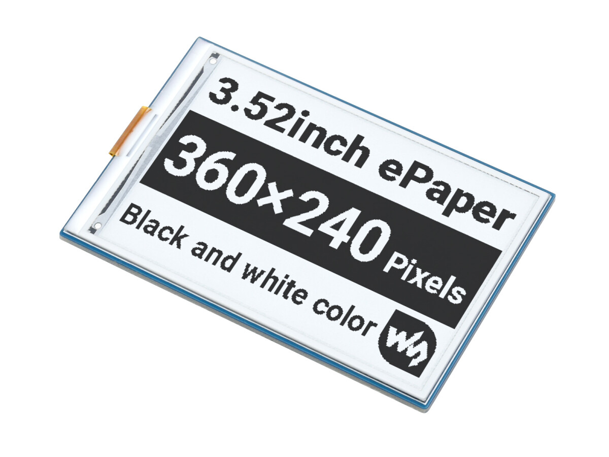WaveShare 3,5 Zoll e-Papir HAT med 360 x 240 SPI-interface til Raspberry Pi Arduino