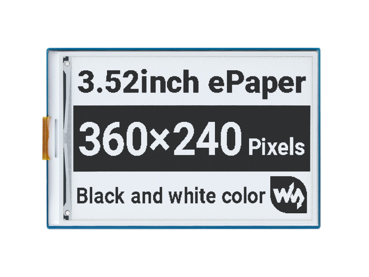 WaveShare 3,5 Zoll e-Papir HAT med 360 x 240 SPI-interface til Raspberry Pi Arduino