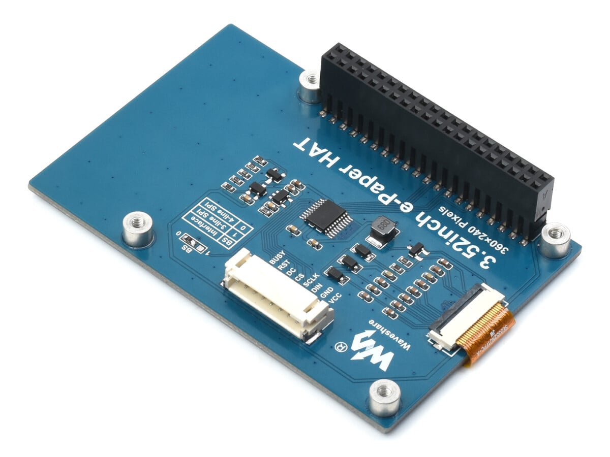 WaveShare 3,5 Zoll e-Papir HAT med 360 x 240 SPI-interface til Raspberry Pi Arduino