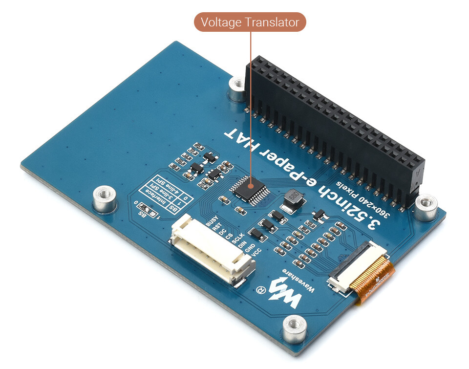 WaveShare 3,5 Zoll e-Papir HAT med 360 x 240 SPI-interface til Raspberry Pi Arduino