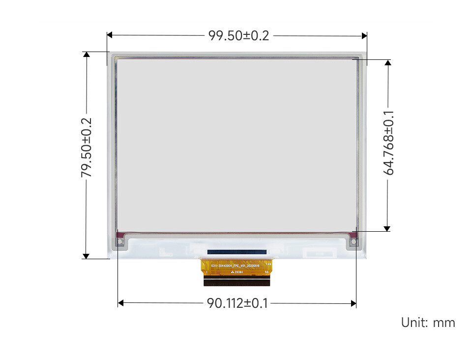 WaveShare 4,37 Zoll E-Paper (G) Rohdisplay 512x368 Rot/Gelb/Schwarz/Weiß