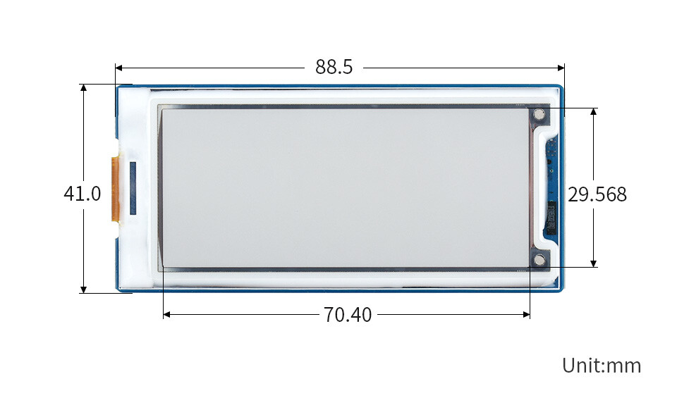 WaveShare 3 Zoll E-Paper Modul (G) 400 x 168 Rød/Gul/Sort/Hvid