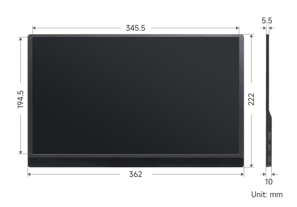 WaveShare 15,6 Zoll Monitor med stativ til Raspberry Pi Jetson Nano 1920x1080 Full HD IPS-skærm 100% sRGB høj farveområde