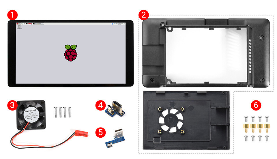 WaveShare 5,5 Zoll 2K Kapassitivt Touch LCD-display med kabinet til Raspberry Pi 1440x2560 HDMI-interface IPS-skærm