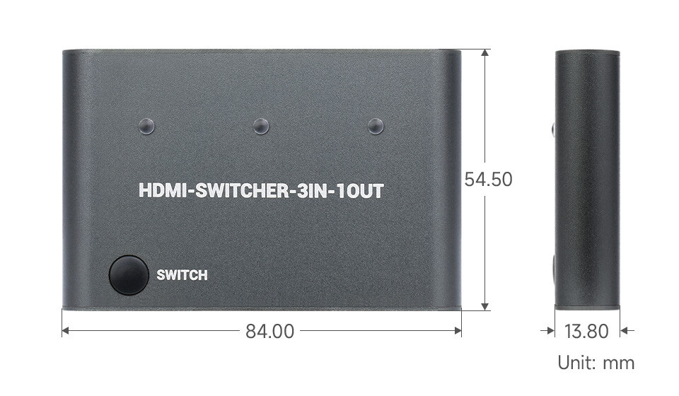 WaveShare HDMI 4K Switcher 3 In 1 Out One-Click